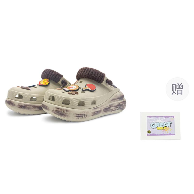 Crocs Crush Clog EVA GREAT WALK Xiongtu French Fries Pie Vibe Style Comfortable and Versatile Hole Shoes Unisex White