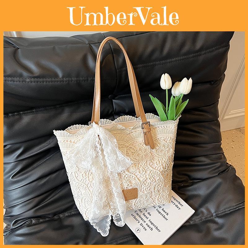 Feminine Lace Details Bag For Daily Fashion Large Capacity With Zipper Closure