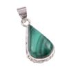 Naturalny Kamień Malachitowy Ręcznie Robiony Wisiorek z Solidnego Srebra Sterlingowego Próby 925 1,5'' D5p23