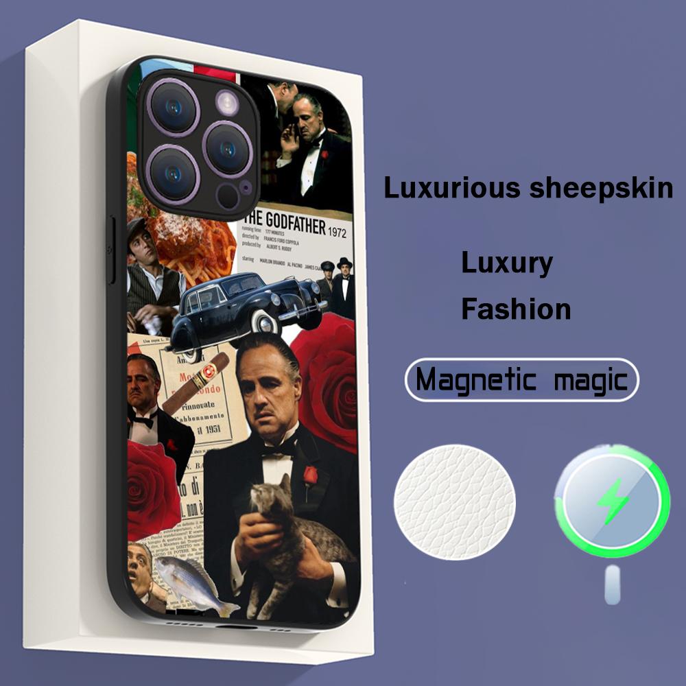 The Godfather Classic Movie Posters Phone Case For iPhone 16 15 14 13 12 11 Plus Pro Max High-end Luxury Magsafe Sheepskin