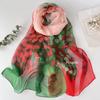 Pretty Gradient Leaves Women Foulard Elegant Chiffon Georgette Bandana Scarf Summer Beach Sun Protection 50*160cm
