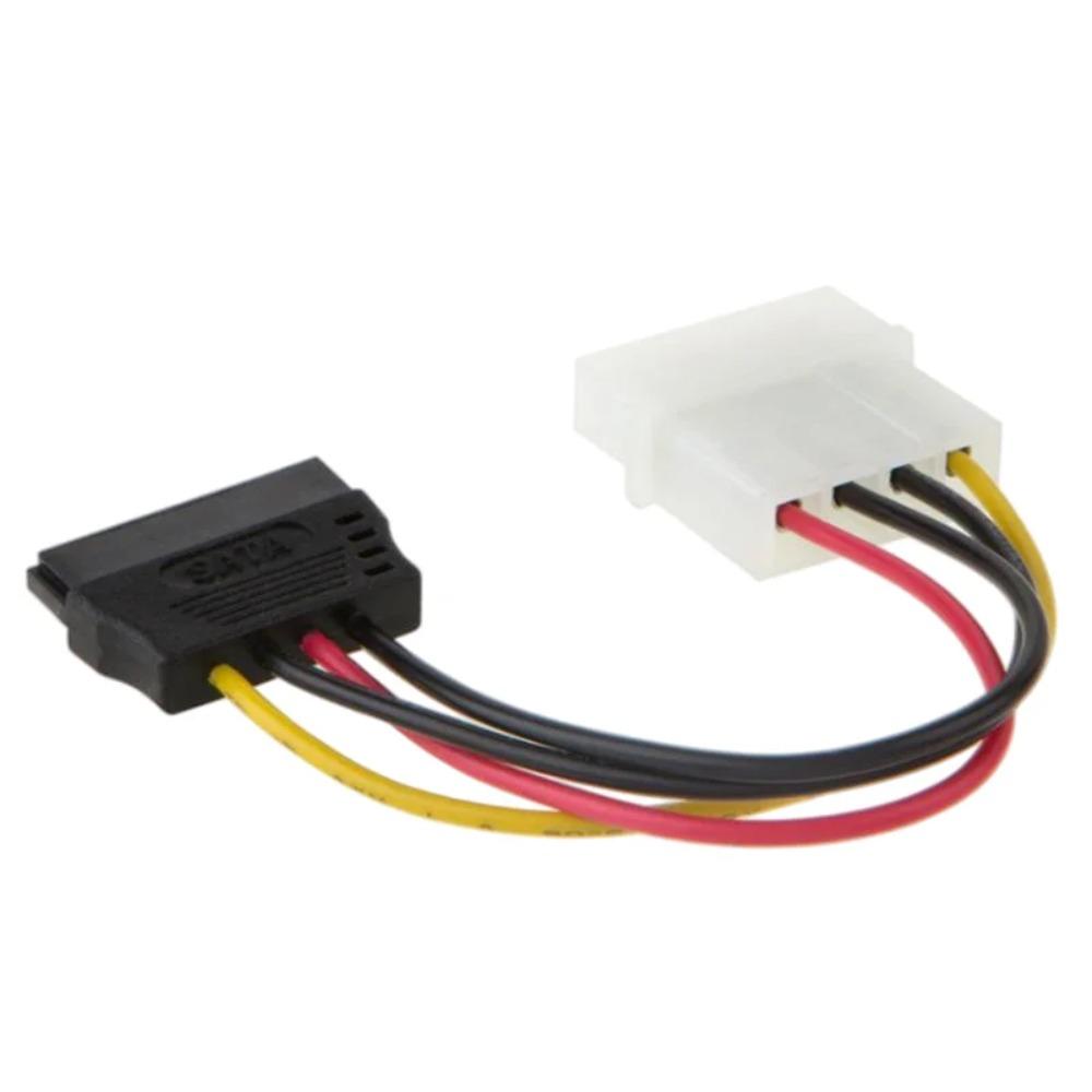4 Pin Male IDE Molex to 2 SATA 15Pin Female Power Y Splitter Cable SATA 15Pin to Molex 4Pin Adapter for PC HDD SSD CD-ROM