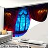 2D Dark Storm Night Tapestry Gothic Window Lightning Wall Background Cloth