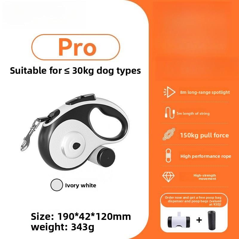 5M/8M Dog leash for medium, large and small dogs, with light and automatic retractable function, anti-burst dog walking rope
