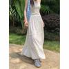 White Skirt for Women's Summer New Medium and Long High-waisted A-shaped Long Skirt, Thin Fungus Edge Cake Skirt
