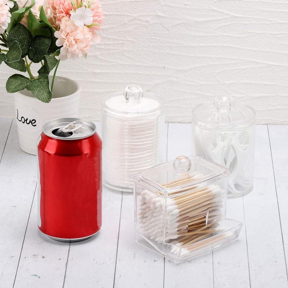 2/3/4Pcs Save Space Qtips Storage Holder Set Transparent Window Apothecary Container Jar  Q-Tips