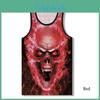 Top-tier Material Graphic 3d Print Skull Mens Gym Muscle Vest Shirt Sport Fitness Tank Tops