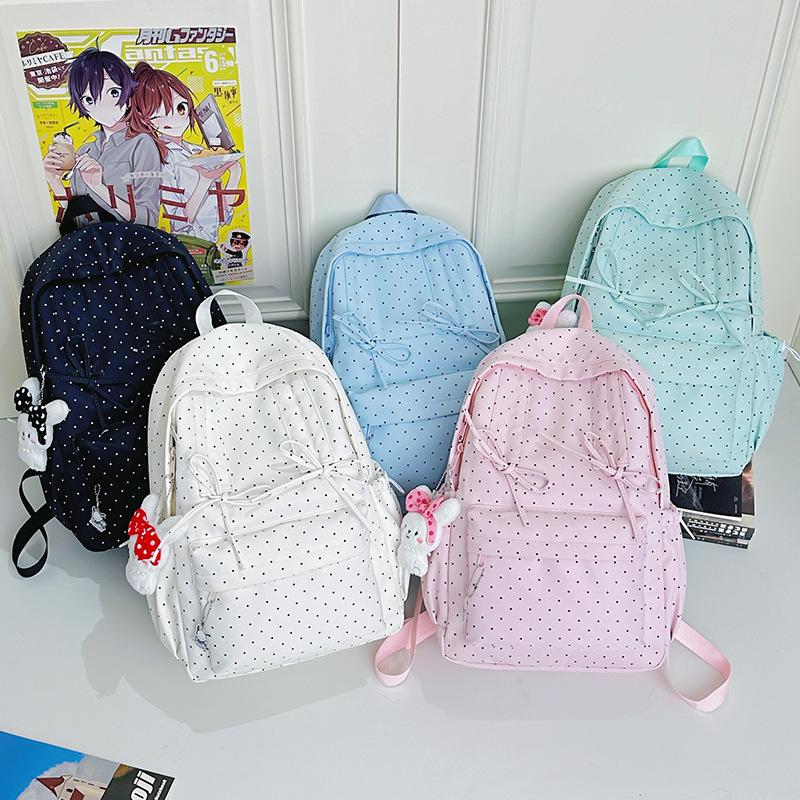 New High-value Japanese Ins Large-capacity High School Backpack Campus Backpack Polka Dot Women's Schoolbag Computer Bag