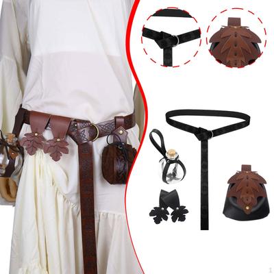 5 Stück Mittelalterliche Gürteltasche Rock Aufraffungen Flasche Kunstleder für Fantasy-Veranstaltungen