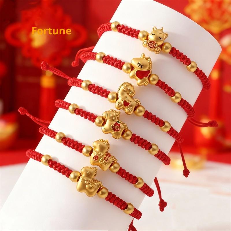 Weaving Red Rope Lucky Bracelet For Year Of The Horse Braided Rope Bracelet Beads Bracelet Jewelry Accessories  Year Gifts