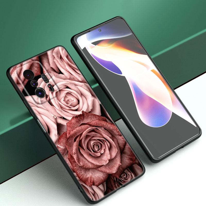 Beautiful Rose Bling Picture Phone Case For Xiaomi Mi A2 8 9 SE Note 10 10T 11 12 Lite 9T 11T 12S 12T Pro A3 6X 12X Black Cover