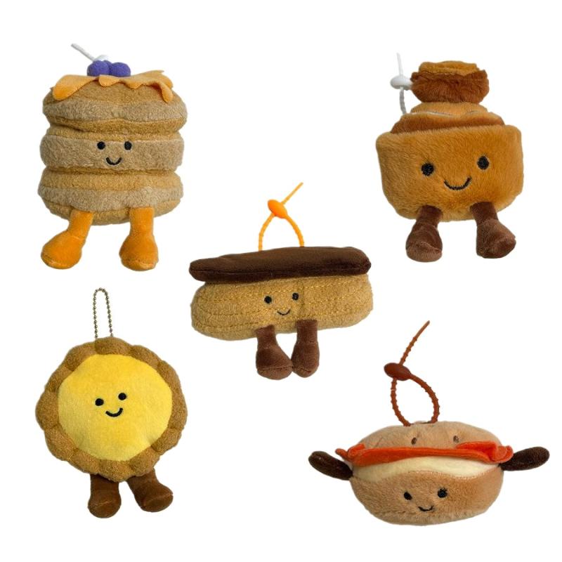 1Pc Simulated Egg Tart Bread Plush Keychain - Cute Afternoon Tea Series Doll For Backpack Decorative Pendant Gift