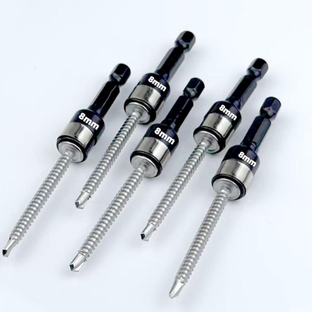 1/2pcs 8mm No-magnetic Steel Ball Sleeve Screwdriver Socket Bit Hand Drill Hex Shank Driver Adapter Woodworking Tools