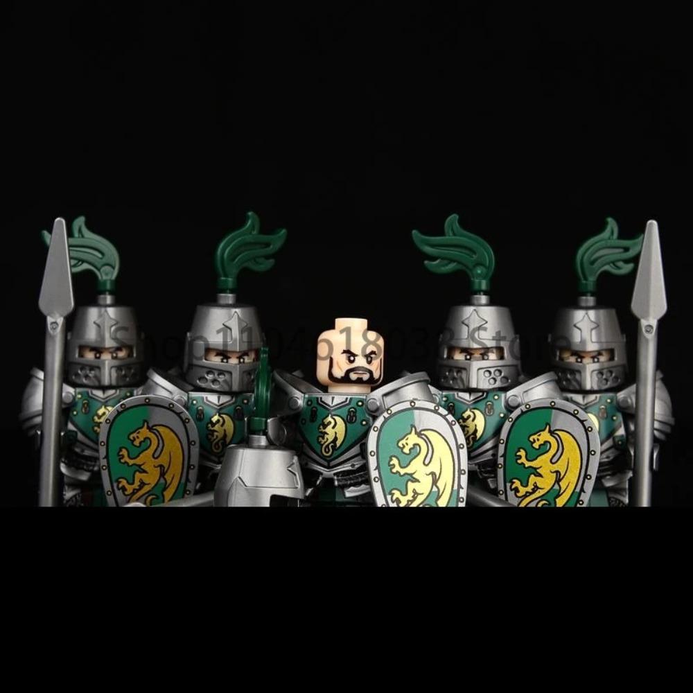 Green Dragon Raven Knights Shield Action Figures MOC Medieval Ancient Knights Scene Building Block Creative Toys for Children