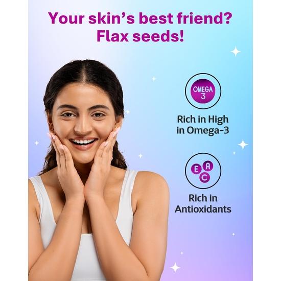 True Elements Flax Seeds 500g - Alsi Seeds | Flax Seeds for Hair Growth | Raw Seeds for Eating | Source of Iron & Dietary Fibre | Rich in Protein