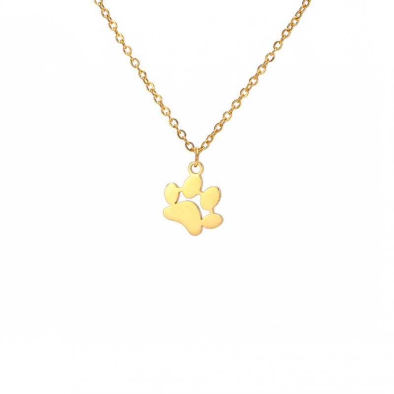 Cute Cartoon Cat Paw Print Pendant Necklace Layered Animal Footprint Chain Stainless Steel Adjustable Unisex Dainty Jewelry