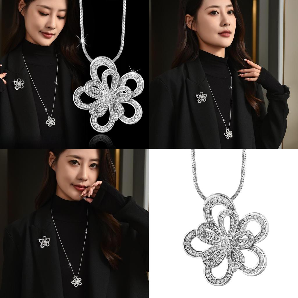 Flower Jewelry Necklace With Goldplated Pendant For Women Winter Fashion Accessories