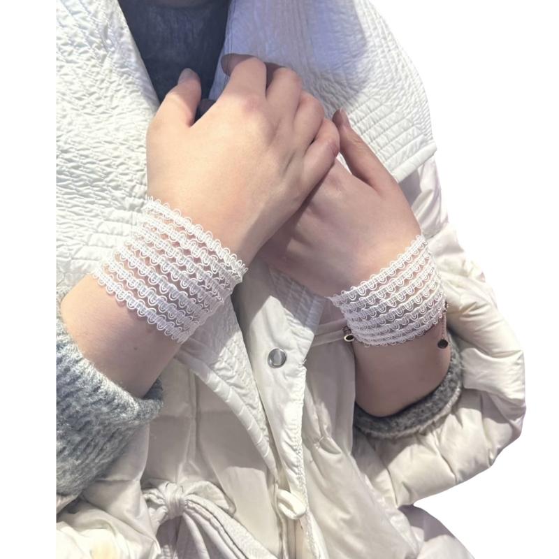 Elegant Trim Trim Wristbands Ventilated Elastane Cuffs for Women Everyday Casual Fit белый