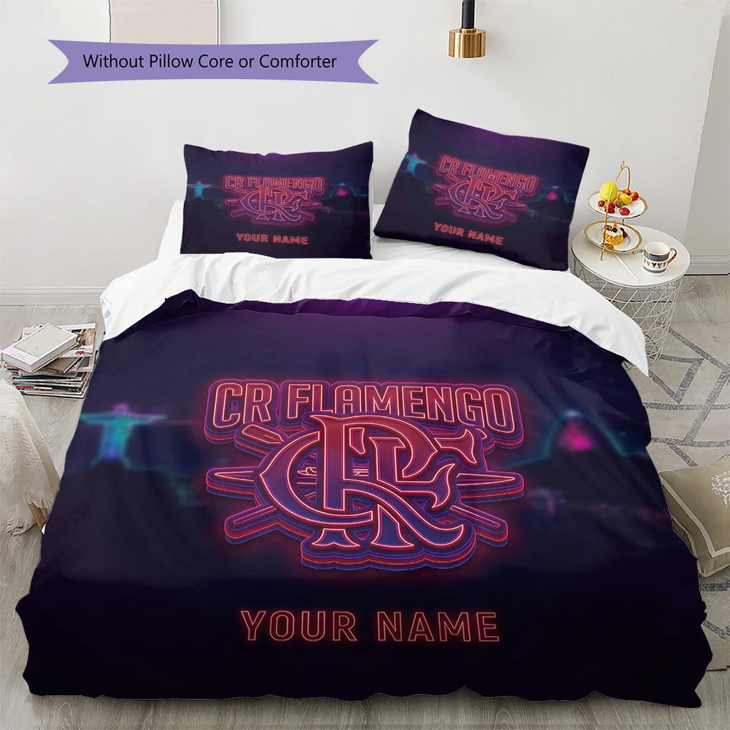 Custom Name Flamengo Pattern Bedding Quilt Set Home Decoration Gift (1 * Duvet Cover + 2 * Pillowcase Without Core)