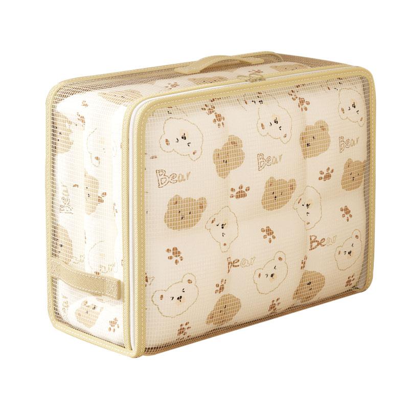 Transparent PVC Clothes Storage Bag Foldable Wardrobe Organizer With Zipper Handle For Quilts Blankets And Seasonal Home Storage And Daily Use