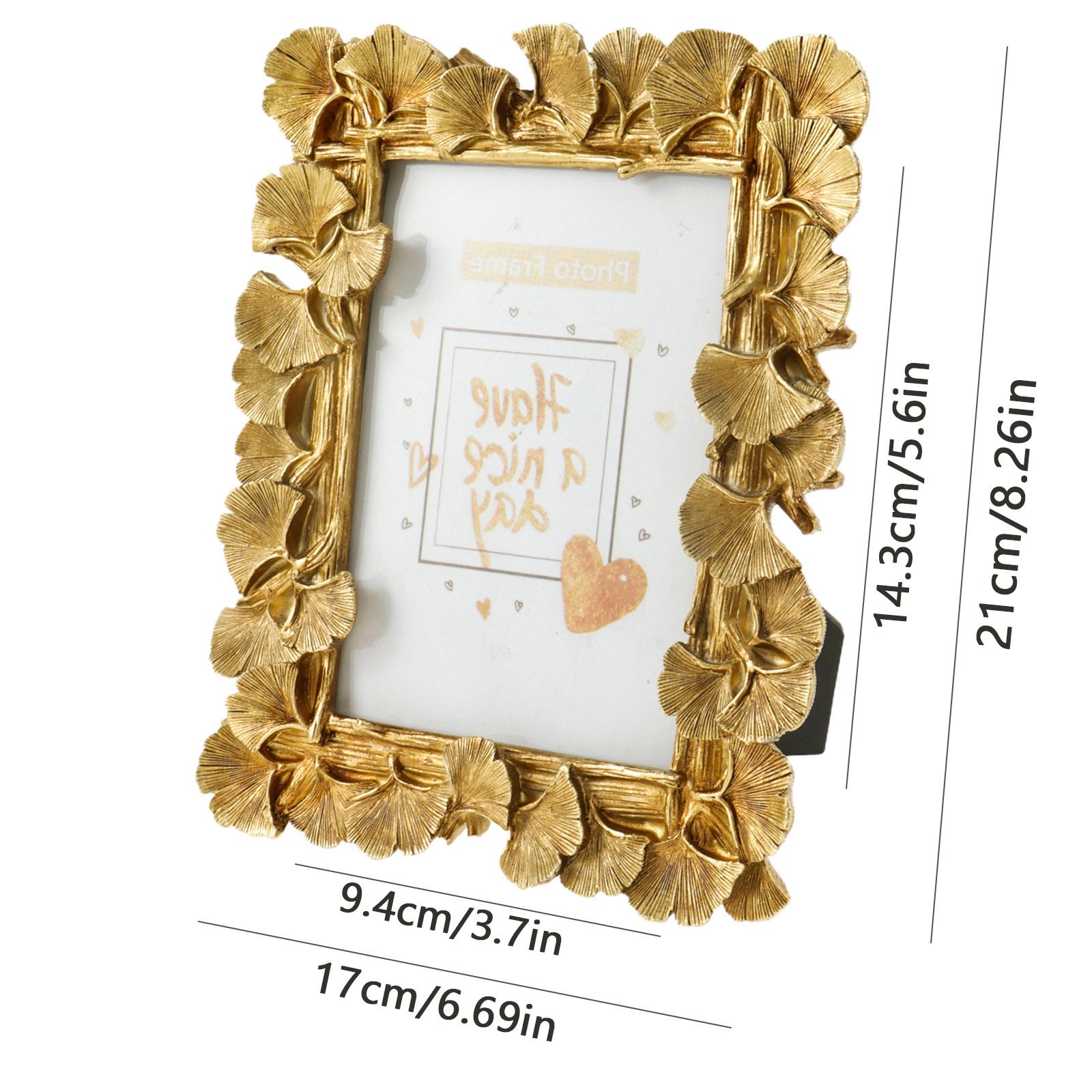 

Винтажная смоляная фоторамка с подставкой Золотая винтажная фоторамка Ретро декор для дома Офисный стол Настольная экспозиция Настенное крепление