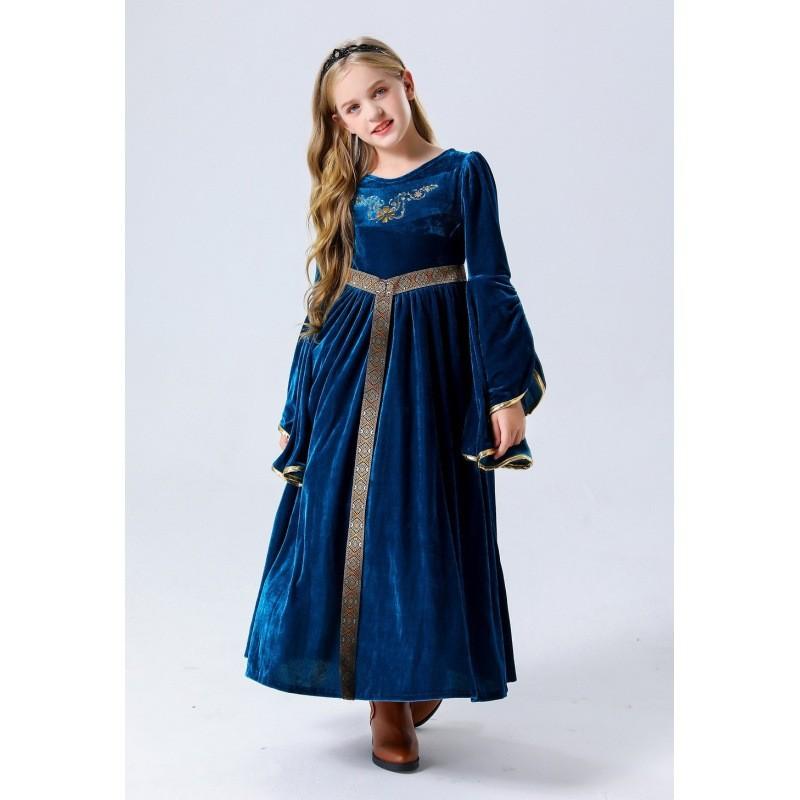 

Винтажное Потрясающее Придворное Платье Для Девочек, Изготовленное из Бамбукового Волокна в Привлекательных Красном и Синем Цветах, Для Выступлений, Праздника 150 синий