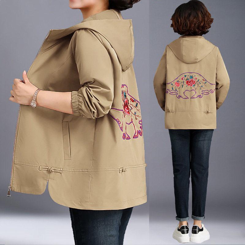 

Spring Windbreaker for Plus Size Middle-Aged and Elderly Women - 2026 New Style L (110-120 kg) хакі