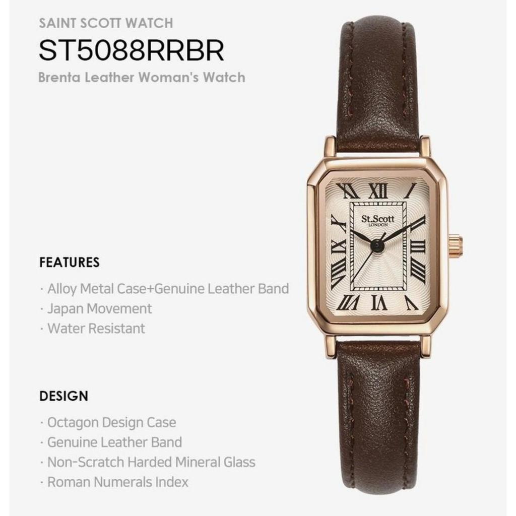 [Saint Scott] ST5088SWBK/ST5088RRBR Brenta Leather Watch Black / Brown , Korean Popular Watches