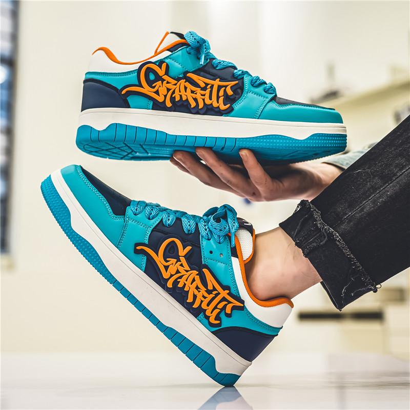 Fashion Blue Designer Skateboard Shoes Men Streetwear Hip hop Sneakers Men Luxury Platform Skateboard Sneakers Men basket homme