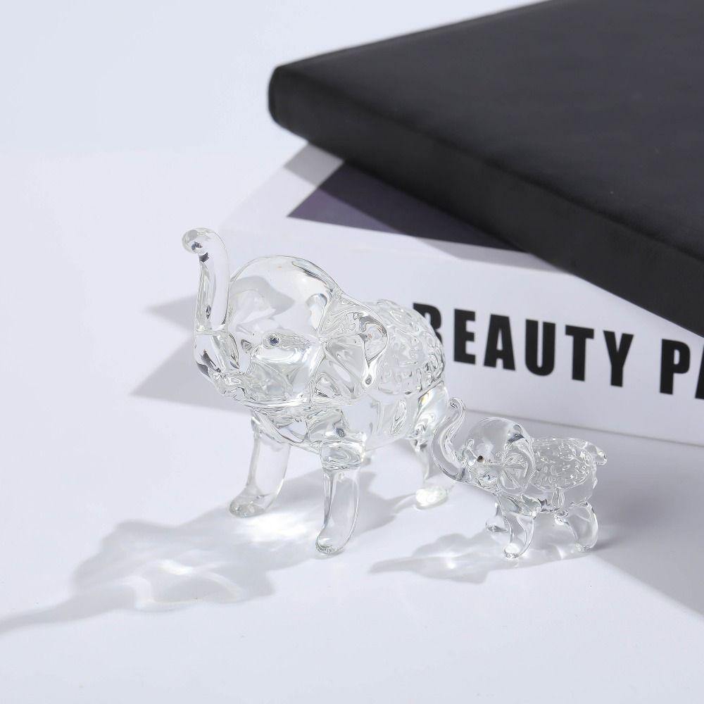 Modern Crystal Elephant Statue Cute Desktop Crystal Ornaments Baby Elephant Ornaments  Home