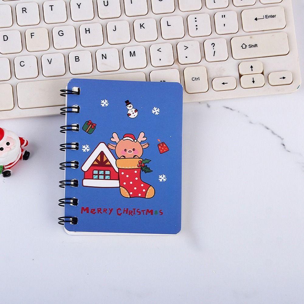 Loose-leaf Christmas Coil Notepad Cute Side-flip Coil Book 40sheets Mini Notebook  Students