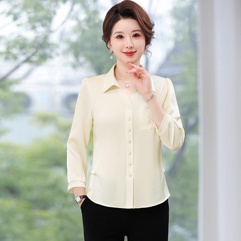 Mom's 2026 Autumn Stylish Lapel Shirt for Middle-aged & Elderly Women