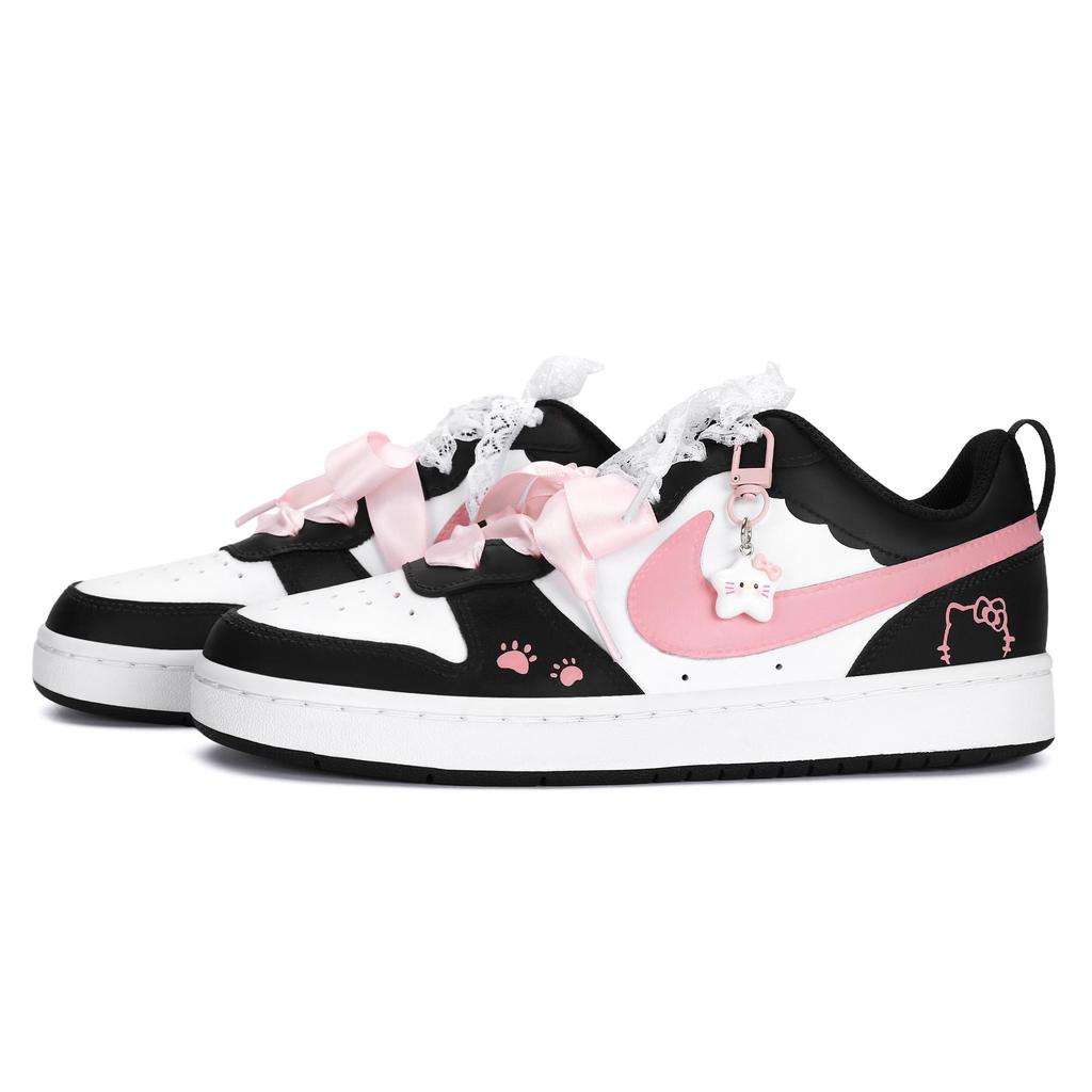 Nike Court Borough Low Top Skateboard Shoes Women's Black Pink BQ5448-115(Team943-)