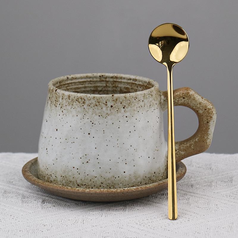 Retro Ceramic Cup and Saucer Set - Niche Design Creative Coffee Mug