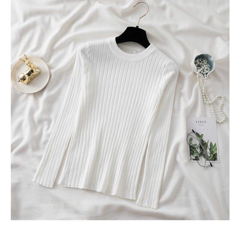 Herbst Oansatz Gestrickte Lange Hülse Frauen Pullover 2023 Mode Koreanische Dünne Strickwaren Winter Casual Gestreiften Tops Jumper 28713