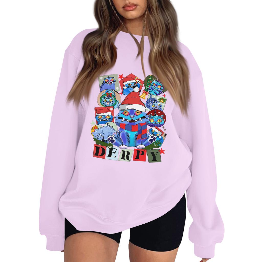 Women's Fashion Long-Sleeve Pullover Sweatshirt With Fun Movie-Themed Print