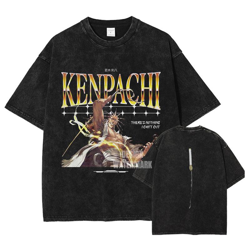 Anime Bleach Tričko Nadměrné Velikosti Vintage Prané Trička Zaraki Kenpachi Retro Harajuku Ichigo Rukia Topy Trička Pánské 100% Bavlna