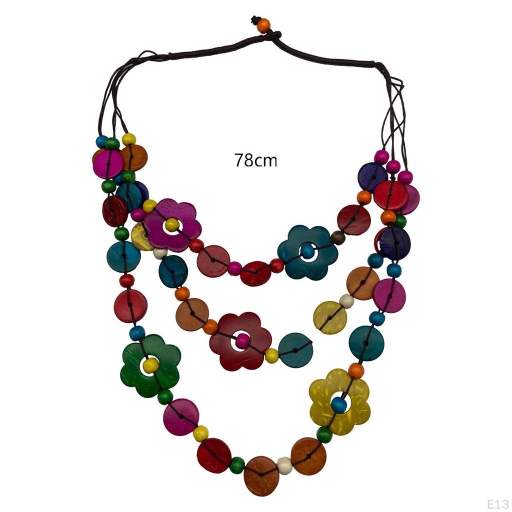 Bohemian Necklace Jewelry Costume Wood Bead for Women Lady Birthday