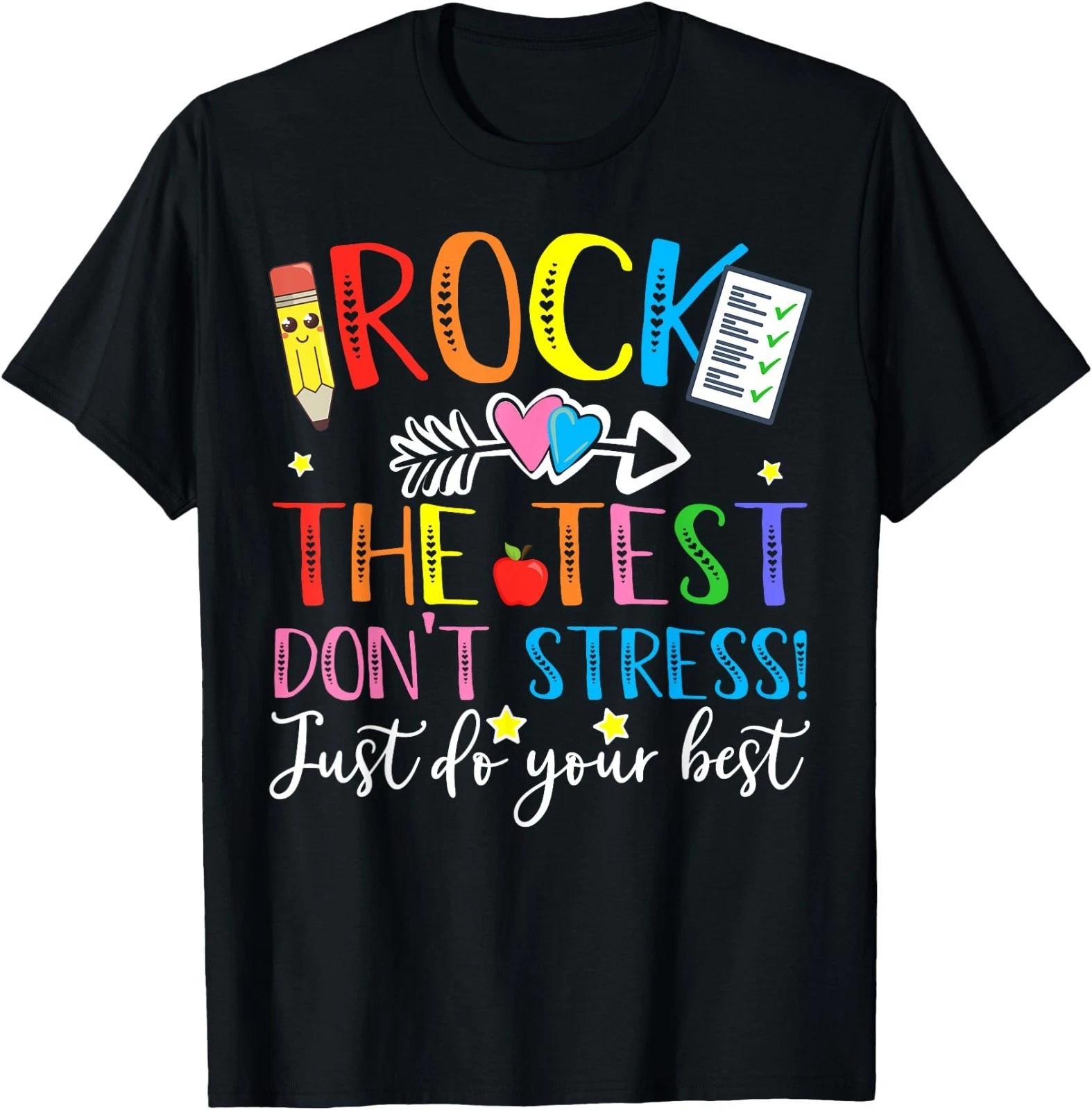 Test Day Rock The Test Teacher Testing Day T-Shirt Small 130