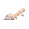 Fashion Pointed Toe Transparent High Heels Women's New Summer Fashion  Baotou Shallow Rhinestone Stiletto High Heel Sandals