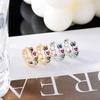 Colorful Zircon Heart Stud Earrings - Rainbow Rhinestone Heart-Shaped Earrings for Women Jewelry