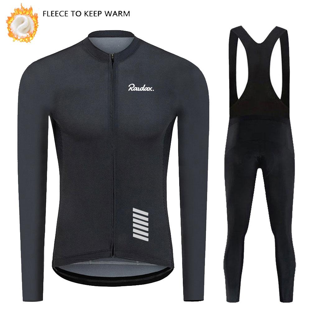 Winter Thermal Fleece Man's Long Sleeves Warm Cycling Jersey Set Windproof Warm MTB Road Bike Sportswear 2026 Winter Fleece Warm Cycling Suit Set