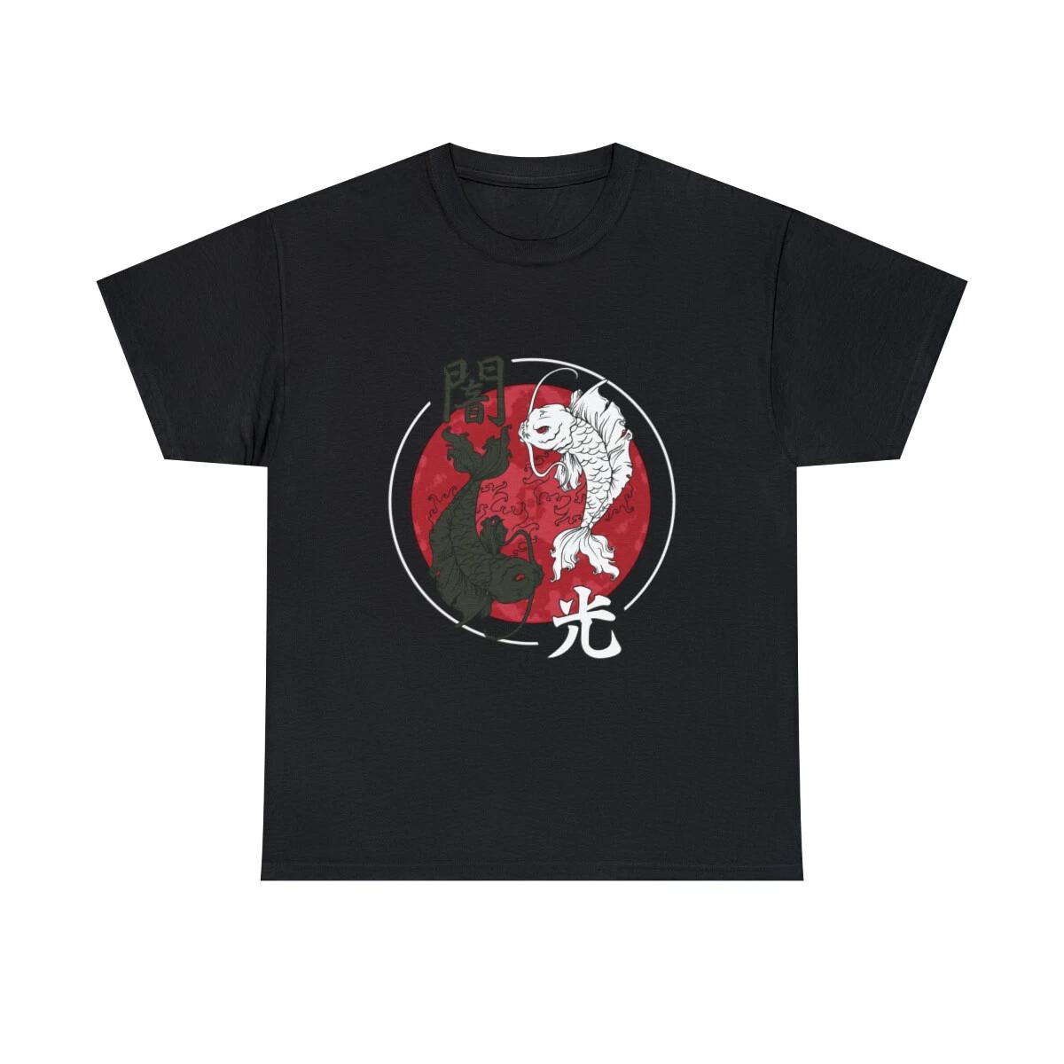 Light and Darkness Koi fish Ying Yang Japan style T shirt Unisex XL