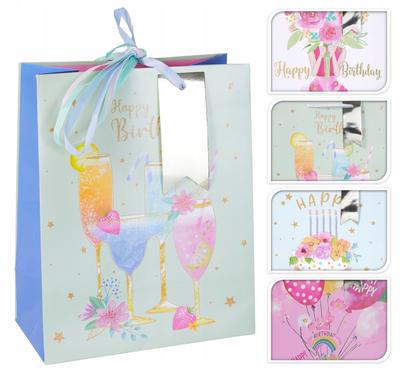 Torba prezentowa pastelowa urodzinowa 10x18x23 cm 1szt