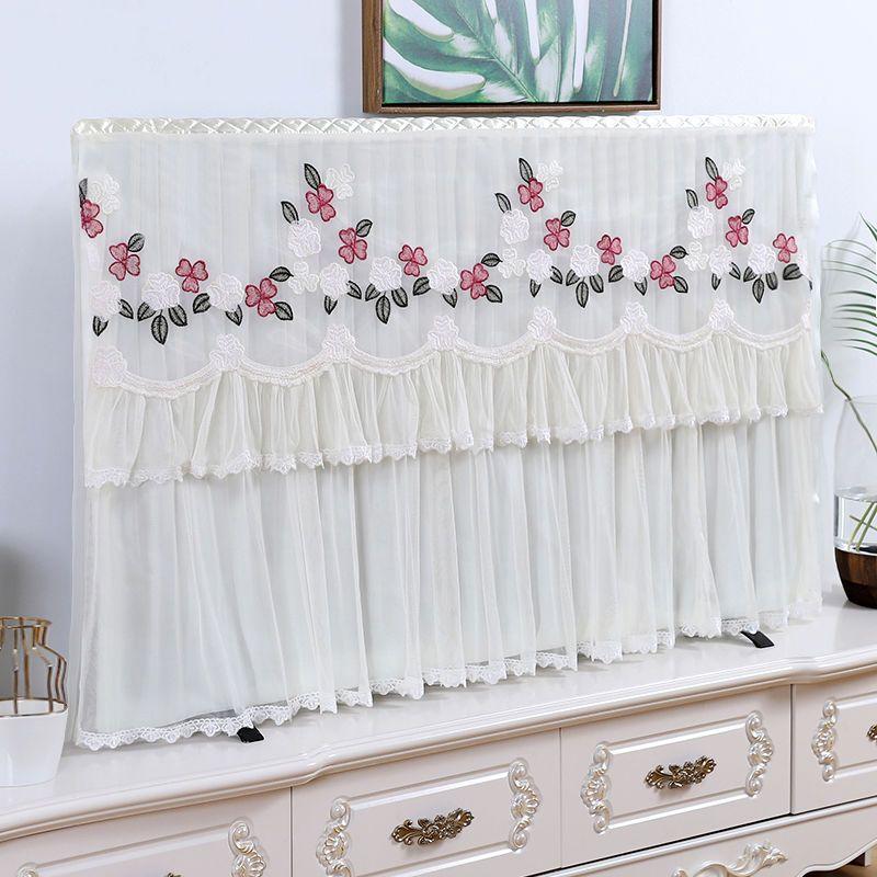 TV Dust Cover Lace TV Curtain Cover Does Not Need To Be Removed When Turning on Home Decoration LCD TV Protective Towel
