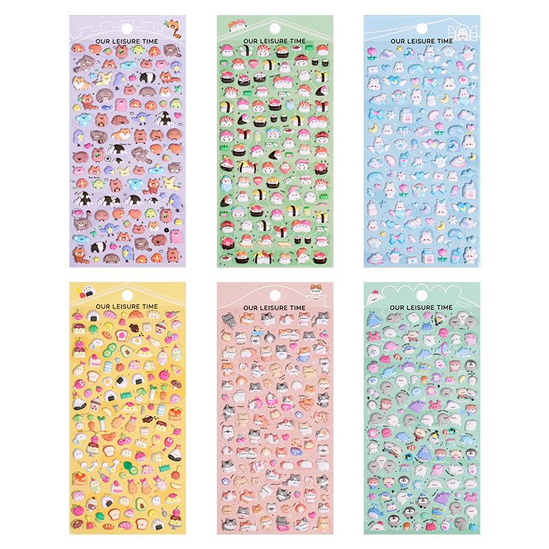 3D Mini Cute Animal Stickers Japanese Food Doll Style Puffy Decals for Kids DIY Craft Reward Phone Laptop Album Decor