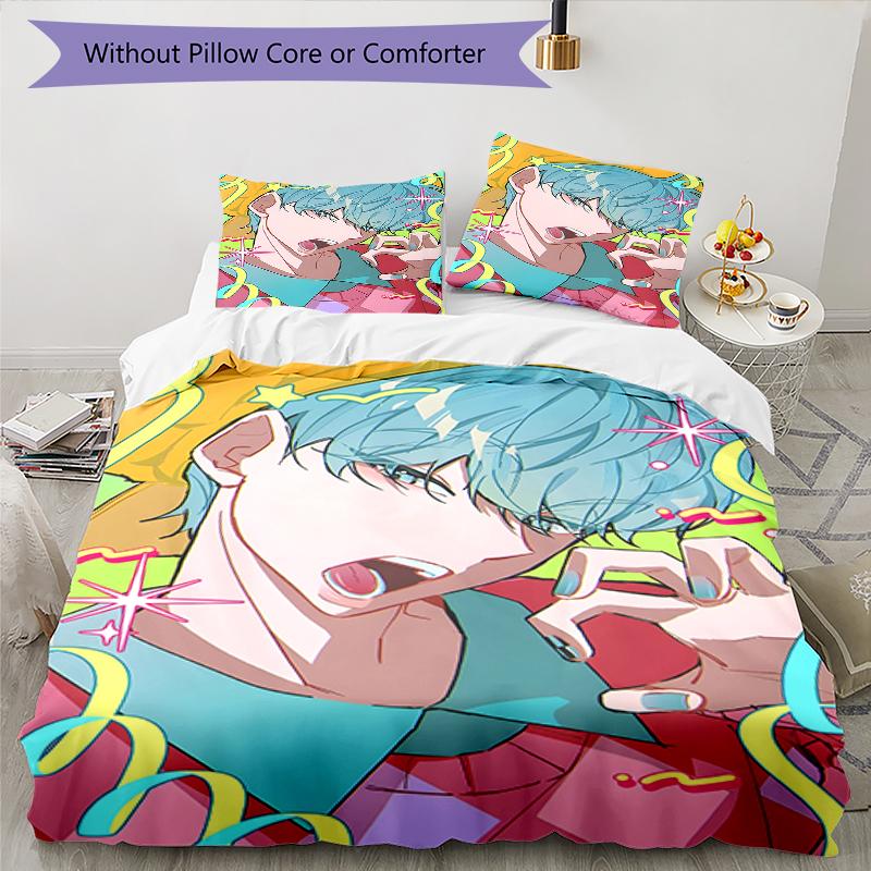 3pcs KPop Demon Hunters SAJA BOYS2 Design Cover Set - HD Printed Bedding with 1 Cover and 2 Pillowcases - Perfect for Home and Dorm Decor