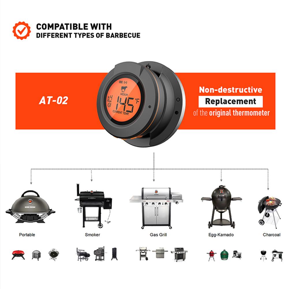 Thermomètre à viande alimentaire 2025 Amélioré Numérique Sans fil BT Smart Thermomètre à viande pour four et grill 2/4 Sondes Accessoires de cuisine Outils