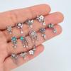 1Piece Fashion L Shaped Dangle Nose Studs Piercing 20G Stainless Steel Flower Moon Tassels Zircon Nostril Screw Piercing Jewelry