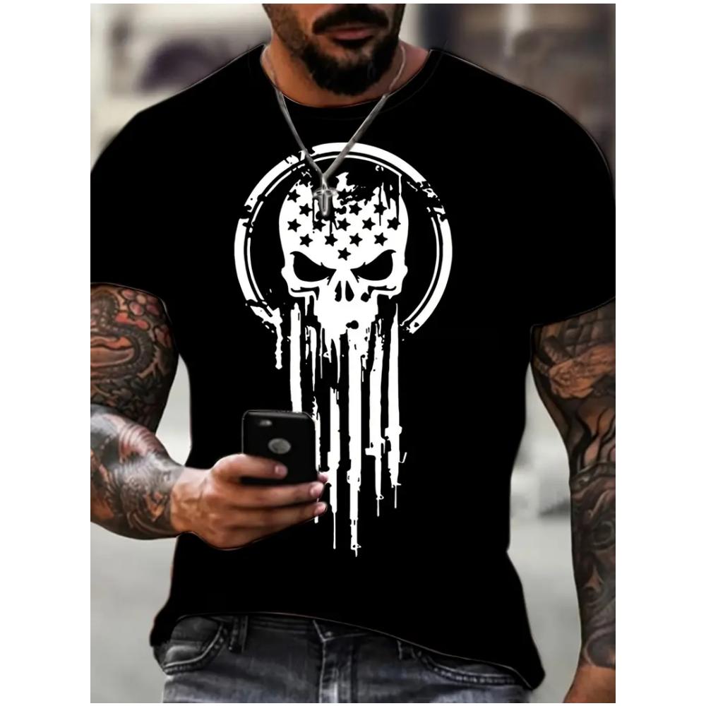 Maglietta da Uomo T-Shirt Casual Americana a Maniche Corte Top Stampa 3d Vintage Estiva da Uomo Oversize Girocollo 2024 Nuova Moda